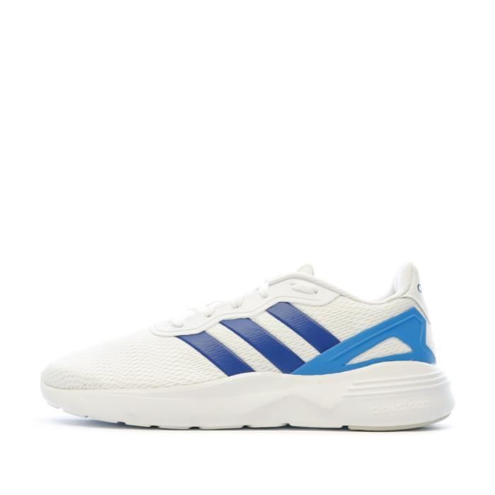 chaussures de fitness homme adidas nebzed - blanc/bleu - semelle cloudfoam - renfort talon moulé