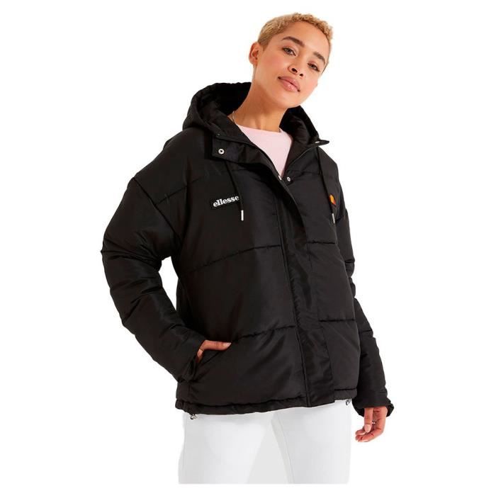 Veste rembourree ELLESSE Pejo pour femme Noir Capuche avec cordons de serrage et ourlet elastique Black Cdiscount Pret a Porter