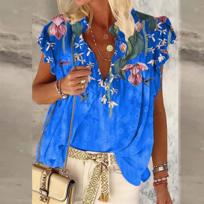 Top BCBG Max Azria Col V Sans Manches - Bleu Fumé Clair - Taille L - 100% Polyester - Neuf Avec étiquettes