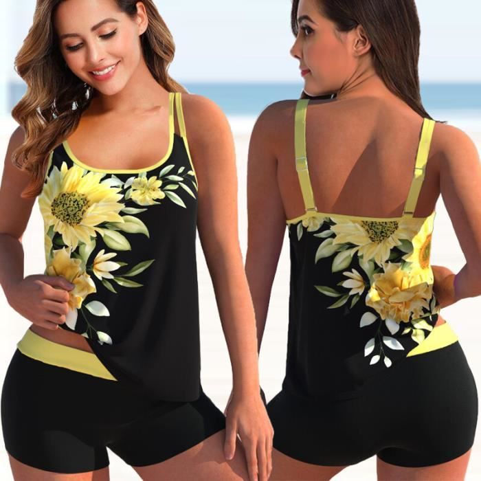 Bikini 2 Pièces Femme Nadeer Imprimé Floral - Triangle Réglable Et Bas Taille Basse - 82% Nylon 18% Elasthanne
