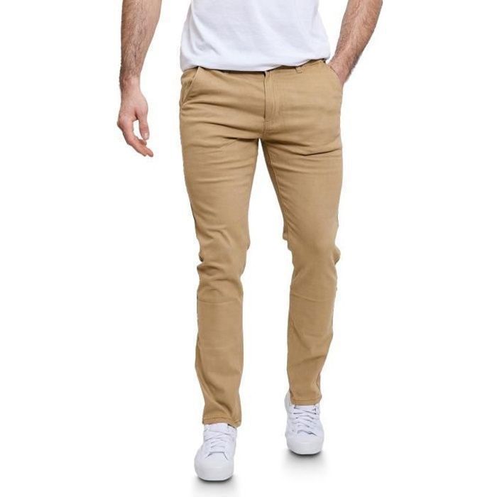 EDO JEAN - Pantalon homme - Pantalon chino slim - Pantalon marron