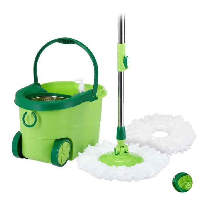 Serpillière à Plat Beldray Avec Seau 5L – Essorage Intégré, Tête Pivotante 180°, 2 Tampons Antibactériens
