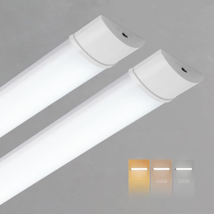 Lot De 2 Tubes LED 120cm - 34W Blanc Froid 6500K - Éclairage Garage, Atelier, Bureau - IP43 Anti-Insectes