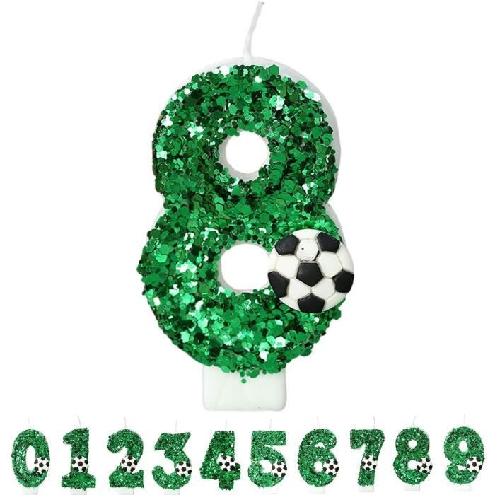 Bougies D'anniversaire Numéro 2, Bougies D'anniversaire Ballon De Football à Paillettes Vertes Pour Enfants, Garçons Et Filles, Décoration D' Anniversaire, Fête D'anniversaire, Anniversaire