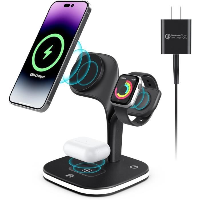 Techmd Techmd Station De Charge Sans Fil Magnétique Rapide 5 En 1 18 W ...