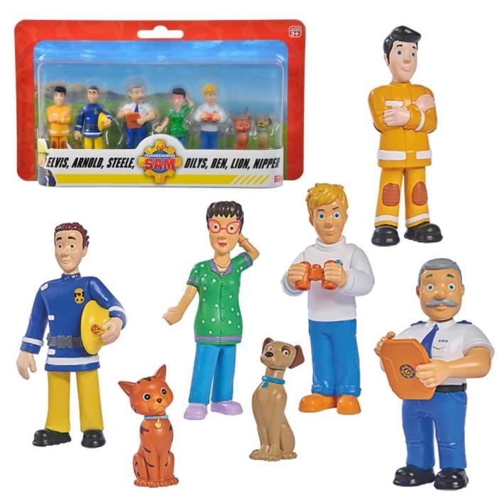 Ensemble de figurines Sam le Pompier - Elvis, Arnold, Steele, Dilys, Ben, Lion & Nipper - SIMBA