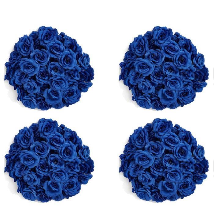 Auptiz 32 PCS Fleurs Artificielles Décoration, Bleu Mini Tête de Fleur Artificielle Mélangée, Fausse Fleur Artisanales Deco pour Bricolage Mariage Fête Décoration Maison Jardin (Bleu