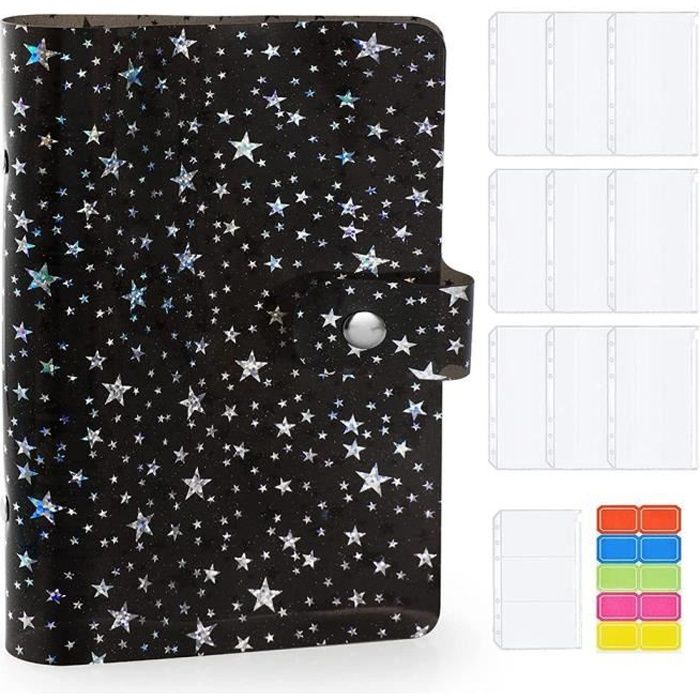 Classeur Budget A6 6 Anneaux Cuir PU Rechargeable Noir - Organiseur Pour Travail Et Voyages