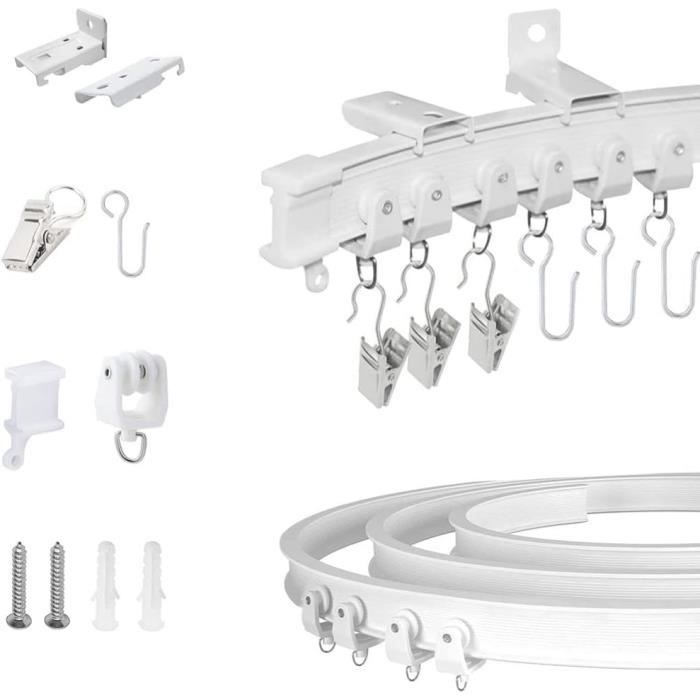 Rail Rideau Courbable Rail de rideau de plafond flexible incurvé de 3 m - SSS - 40 rouleaux ...