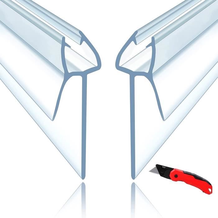 Joint d'étanchéité pour porte de douche en verre (sans adhésif inclus) - Sans cadre - Flexible avec silicone durable et résistant aux intempéries - Pour verre de 9,5 mm
