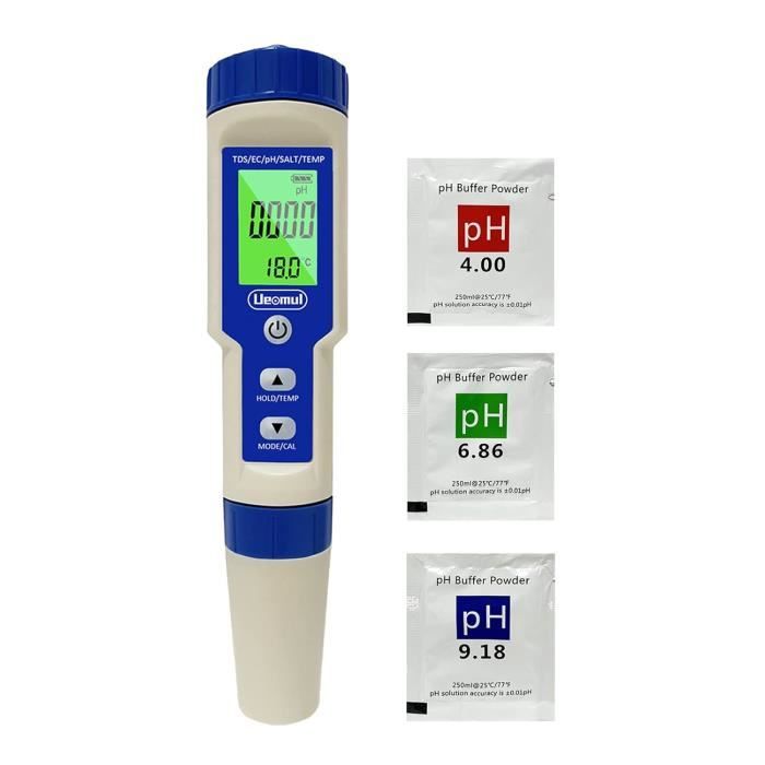 Ph Mètre Piscine 5 En 1 - Testeur Électronique PH/TDS/EC/Salinité/Température Avec Écran LED