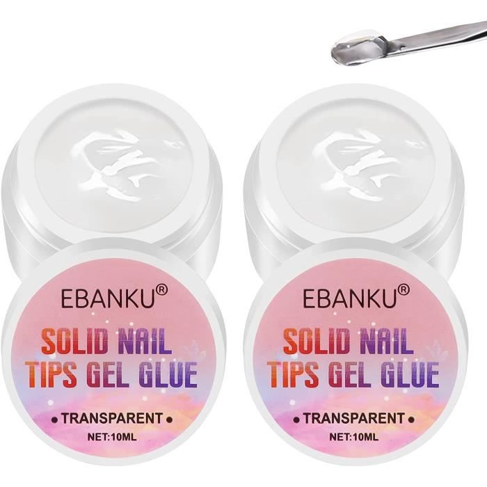 EBANKU 2 PCS Colle Ongle Solide Gel, Clear Colle Pour Faux Ongles, Nail ...