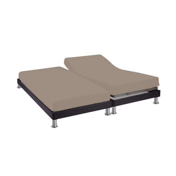 Drap housse pour lit articulé 2x80x200 biscuit 100% coton Terre de Nuit