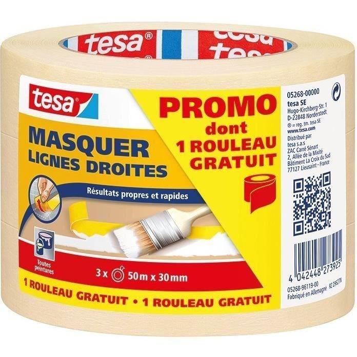 Ruban adhésif masquage - lot de 3 - 50m x 30 mm