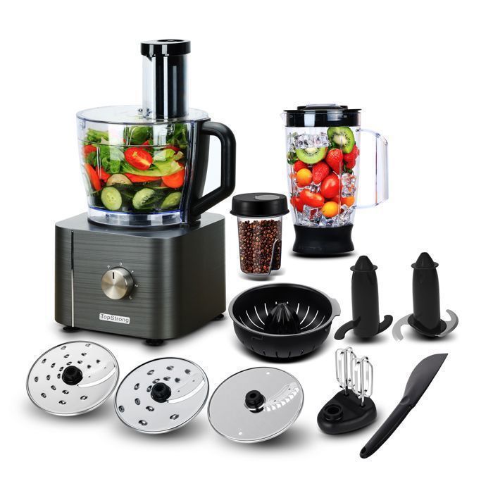 Robot Multifonctions -Robot de cuisine - 3 Vitesses -11 en 1 - 1100 W - mixer presse-agrumes café blender 32 L - A+++ - Topstrong