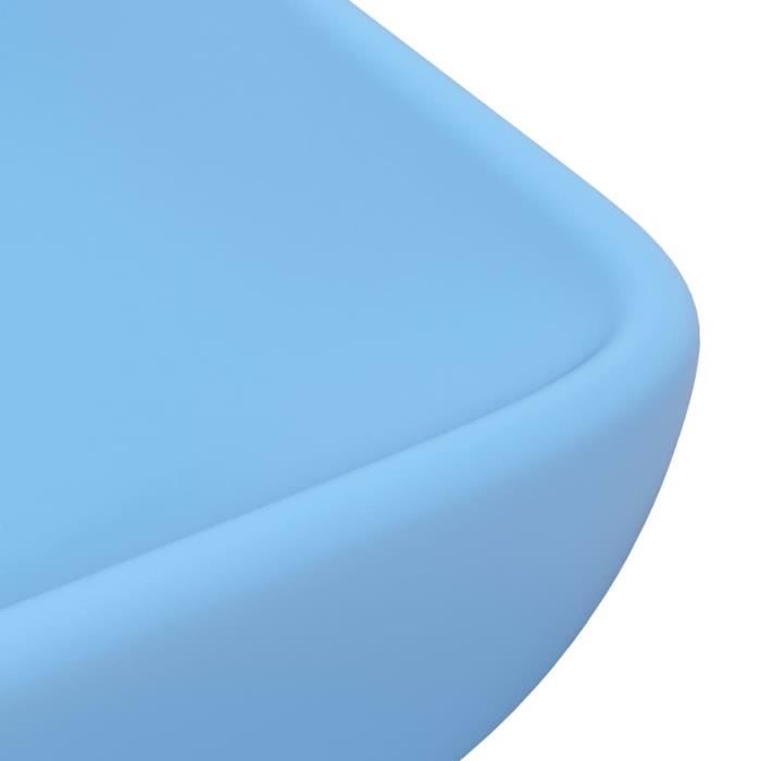 Lavabo - ATYHAO - Rectangulaire - Céramique - Bleu clair mat - 71x38 cm