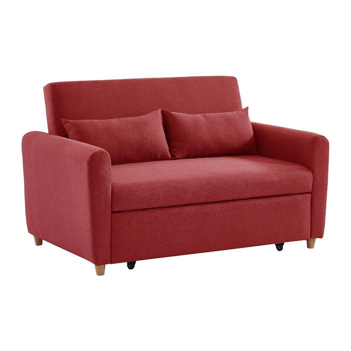 VENTE UNIQUE Canap&eacute; 2 places convertible en tissu AYLA - Rouge 