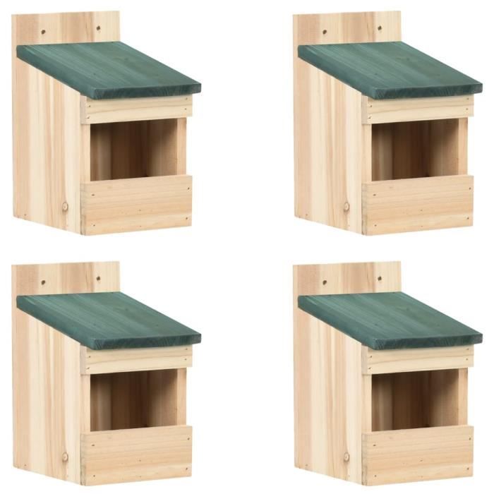 Comparer les prix de Nichoirs - Bois de sapin - 4 pcs 12x16x20 cm - Abri pour oiseaux sauvages
