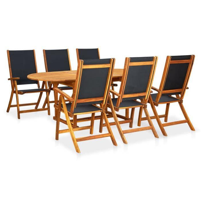 vidaXL Mobilier à Dîner dExtérieur 7 pcs Salon de Jardin Bois dAcacia Solide 41749