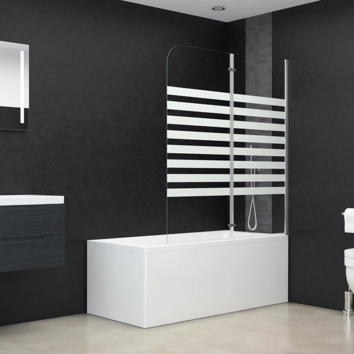 vidaXL Enclos de bain Verre trempé rayures 120x140 cm