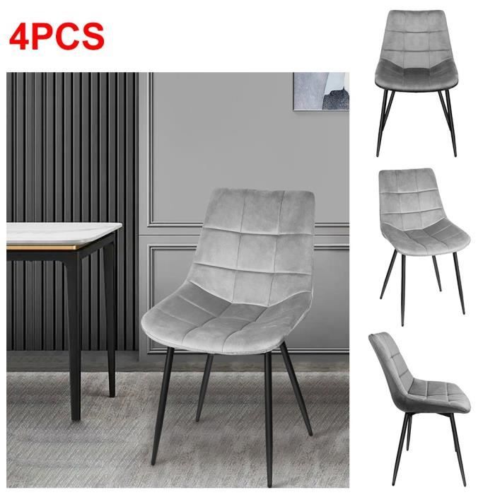 XUANYU 4pcs Chaise de salle à manger largeur d’assise 50 cm velours charge 110 kg pour salon chambre Gris clair