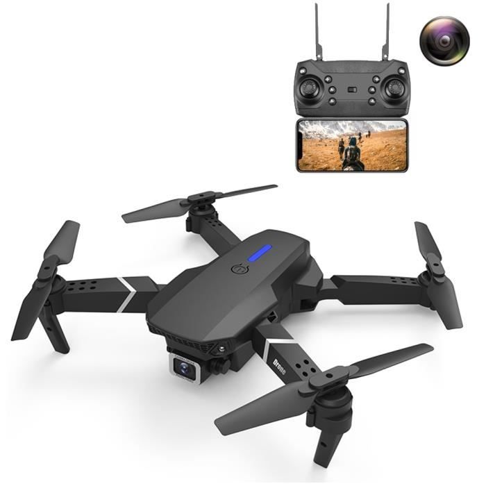Camera Drone 4k Compatible Android Iphone iOS Hélicoptère 4 Canaux 6 Axes LED Anti-Collision YONIS Noir