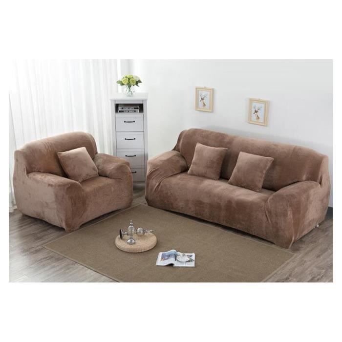 Housse de Canapé - YOUCAI - Chameau - Extensible - Anti-acariens - L(190-230cm)