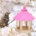 Fdit nichoir à oiseaux Mangeoire à oiseaux en bois suspendue forme de maison hexagonale mangeoire à oiseaux pour animaux de-1