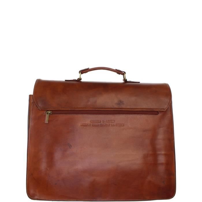 Serviette Arthur et Aston en cuir ref ast41178 cognac 42 30 14 Marron Cdiscount Bagagerie Maroquinerie