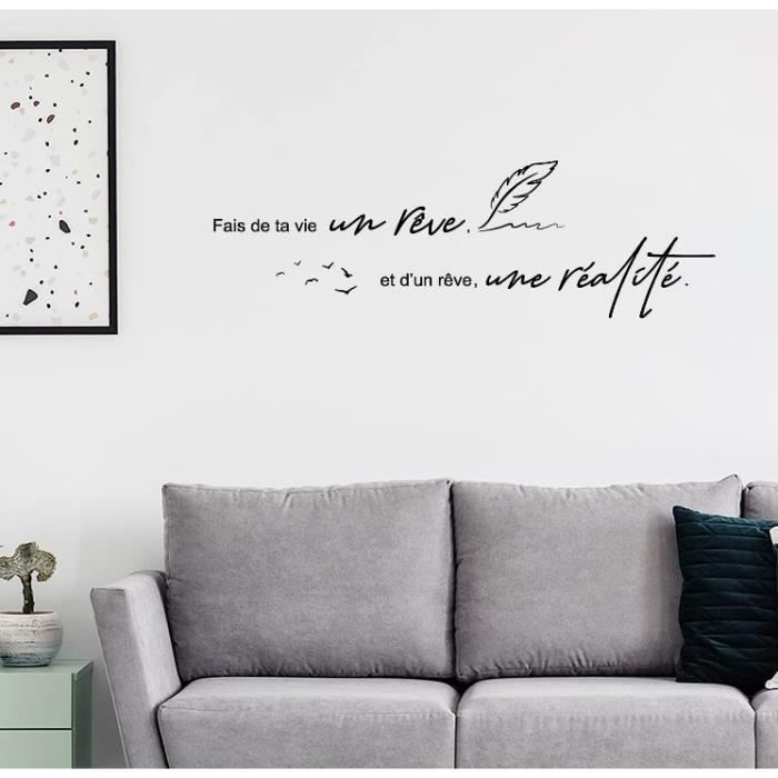 Stickers Muraux Citations Amour Français - Autocollants Décoration Murale Salon Chambre