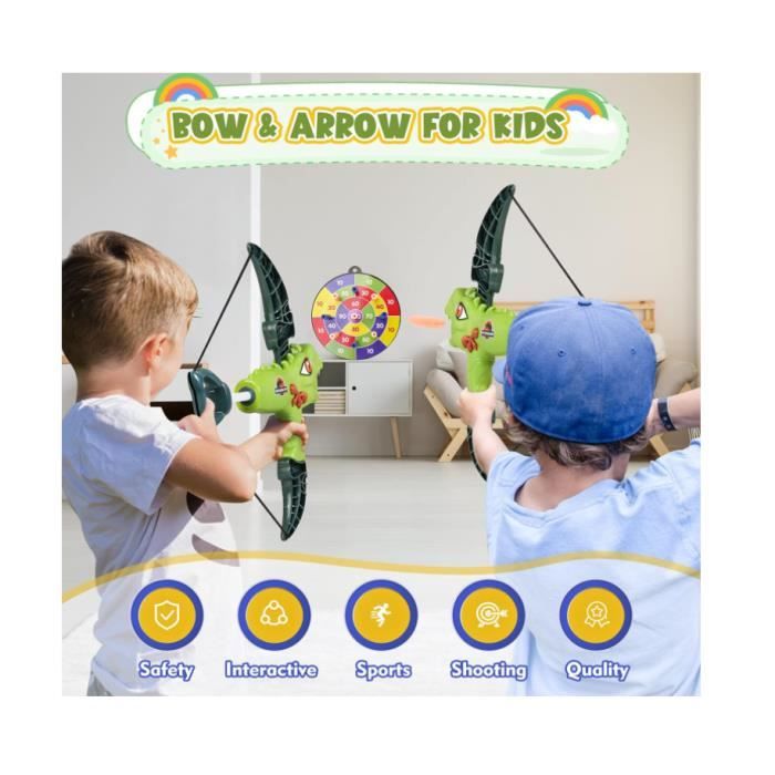 Arc Et Flèches Enfant 3-8 Ans – Jouet Extérieur Garçon Fille, Cible Incluse, Sécurisé – Jeu D’Adresse Et Coordination
