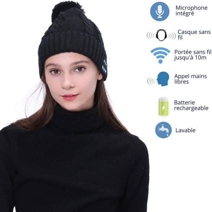 puersit Bonnet Bluetooth, Unisexe sans Fil V5.0 Knit Cap Casque Bonnet  Bonnet, Lavable Chapeau Casque Bluetooth avec Micro Haut-parleurs stéréo  intégrés Cadeau pour Homme Femme : : Mode