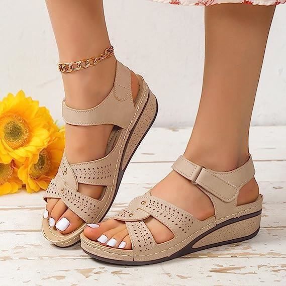 Sandales Compensees Orthopediques pour Femmes Couleur Kaki Couleur kaki couleur Cdiscount Chaussures