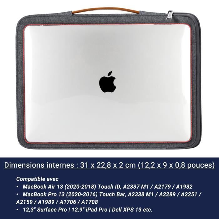 Inateck Housse 13-13,3 Pouces Ordinateur Portable pour MacBook Air Pro 2022  M2 2021 2020 M1 - 2018, 12.3'' Surface Pro 9/8/X/7/6/5 - Cdiscount  Informatique