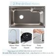 MEJE évier de cuisine en acier inoxydable 75 x 45 x 22,5 cm , avec trou derobinet-2