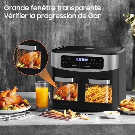 Iceagle Friteuse à air Sans Huile Dual Zone 2600W -Air Fryer XXXL 12L