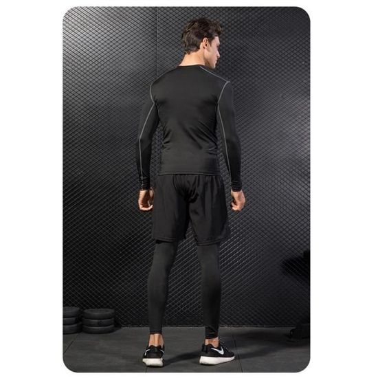 Ensemble Sport Homme - T-shirt + Short De Training - Matière Respirante - Confortable Pour Salle, Running