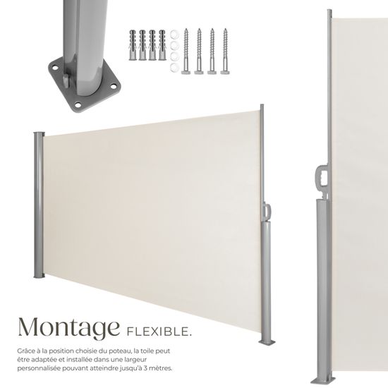 Store Brise-Vue TecTake - Éventail Balcon Rétractable Anthracite - Protection Intimité 140cm