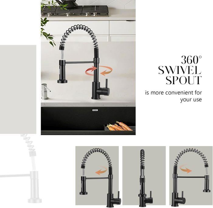 Robinet de cuisine avec pulvérisateur à tirette Robinet d'évier