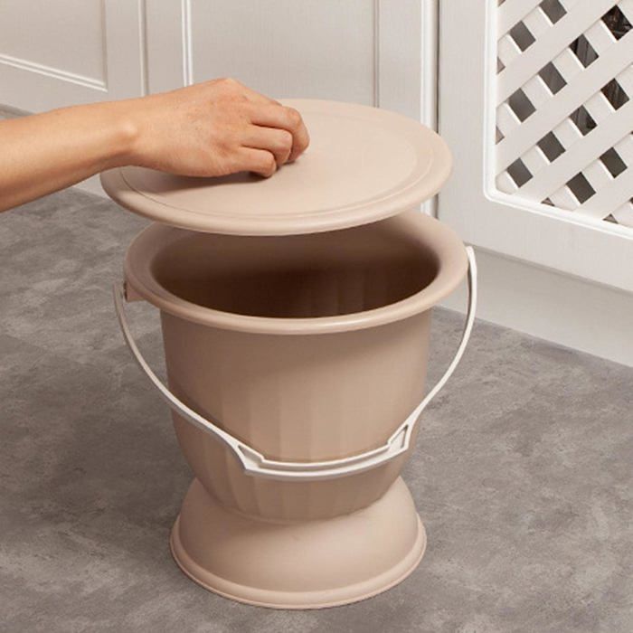 Pot De Chambre Adulte Portable Avec Couvercle Hygiénique - 27x23x17,5 Cm - Léger Avec Poignée - Idéal Nuit, Camping, Convalescence