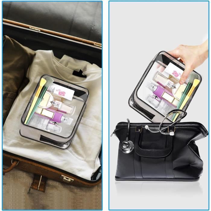 6 Trousses De Toilette Transparentes PVC - Sacs étanches Pour Voyage Avion - Taille Grande 30x22x10cm - Pour Maquillage, Cosmétiques