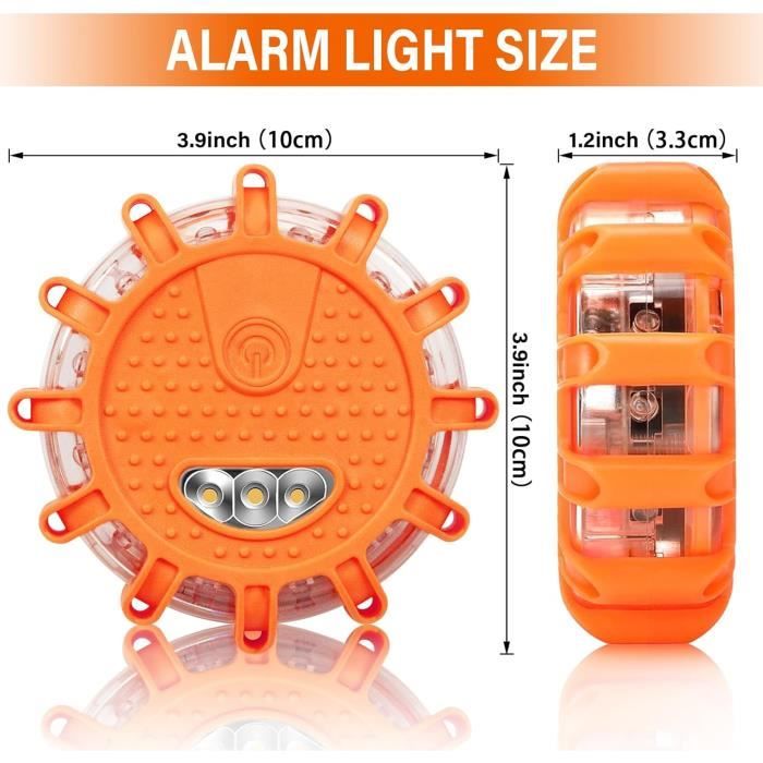 Gyrophare LED Aimanté Pour Véhicule - 7 Modes Stroboscopiques - Pour Camion, Tracteur, UTV