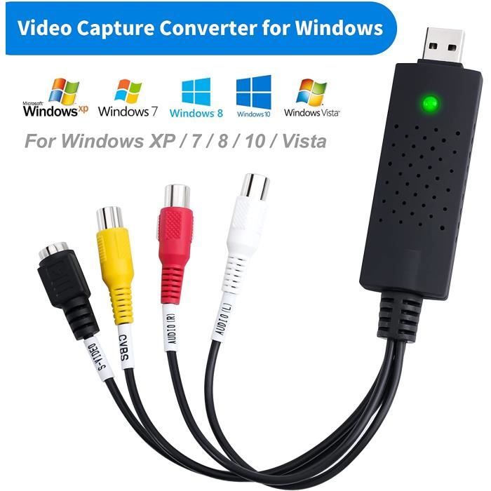Technaxx Allemagne Vidéocapture Carte de Capture USB Convertir Hi8 VHS en  DVD numérique pour PC Windows, Adaptateur de convertisseur de numérisation  Audio vidéo TX-20 en destockage et reconditionné chez DealBurn
