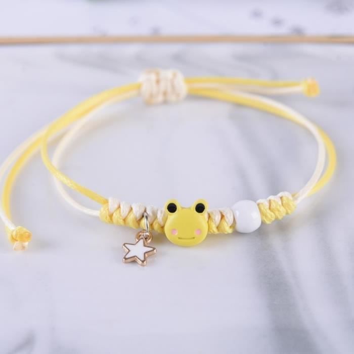 Bracelet Enfant, bijou petite grenouille, cordon à noeud