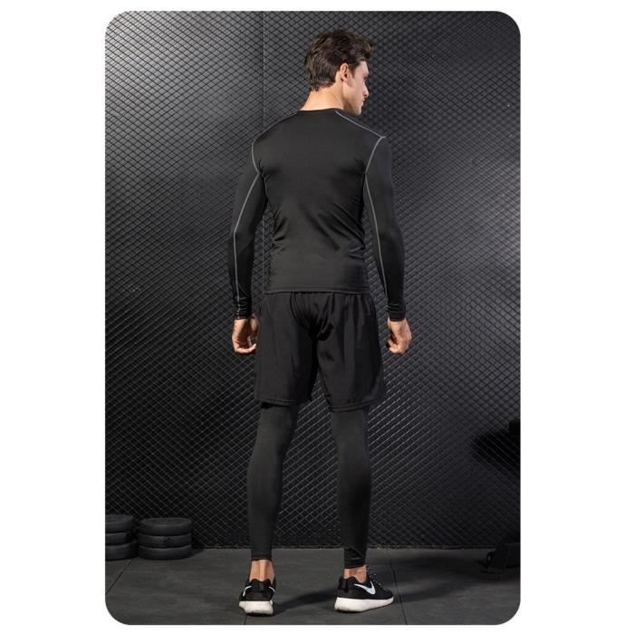 Ensemble de Vêtement Sport Homme - Fitness Running - 4 Pièces - Noir Noir  t-shirt - Cdiscount Sport