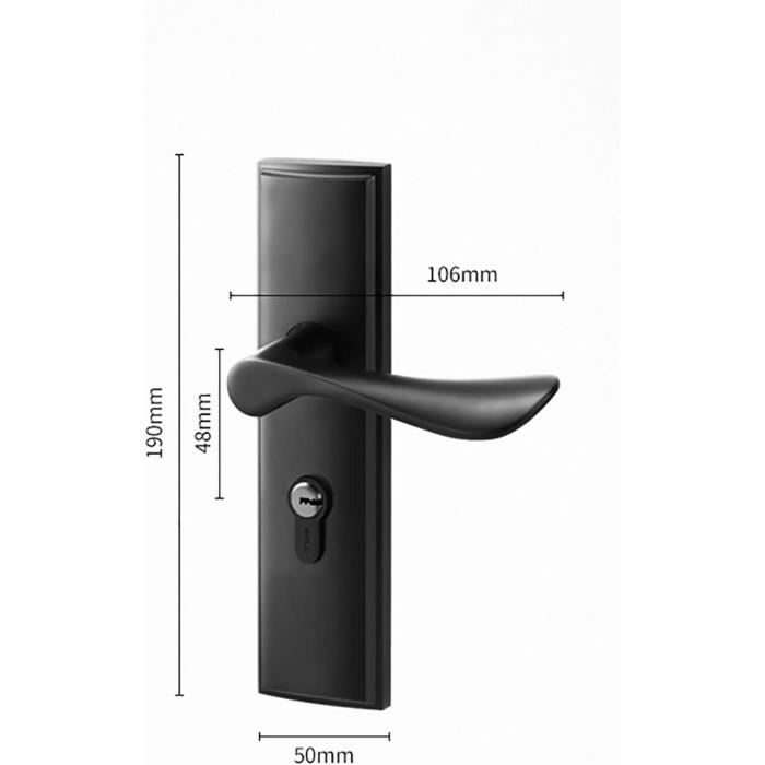 Lot De 6 Poignées De Porte Noires Avec Serrure De Confidentialité - Lef (LJ-L01) - Mat - Neuf