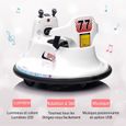Auto Tamponneuse Electrique pour Enfants Rotation 360° 2 Modes de Conduite Musique LED Télécommande pour Enfants Blanc-3