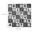 Relaxdays Tapis puzzle lettres et chiffres pour enfants, 179,5 x 179,5 cm, caoutchouc mousse, blanc/gris