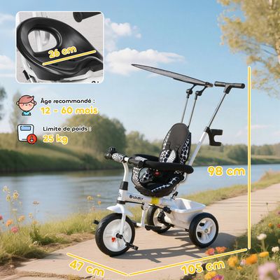 Tricycle Enfant 6 En 1 Avec Barre De Poussée, Toit, Ceinture, Panier De Rangement Pour 1 A 5 Ans Bleu Fonce 98083799 Tricycle Enfant 6 En 1 Avec Barre De Poussée, Toit, Ceinture, Panier De Rangement Pour 1 A 5 Ans Bleu Fonce 98083799