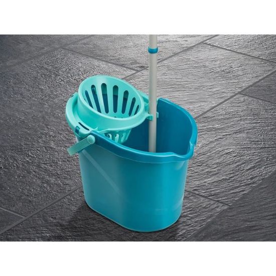 Set Nettoyage Sol Leifheit - Seau Essoreur + Balai Microfibre | Essorage Facile Sans Se Baisser